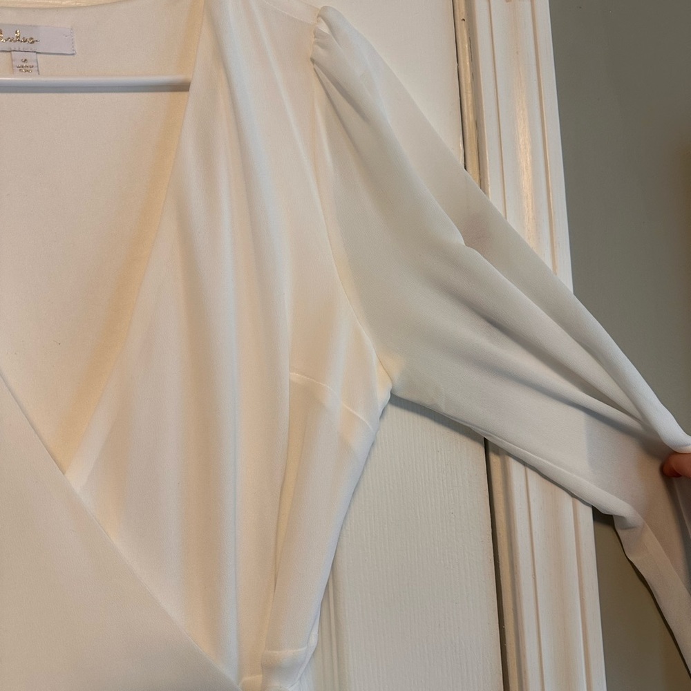 Lulu's White Long Sleeve Wrap Maxi Dress - Picture 5 of 6